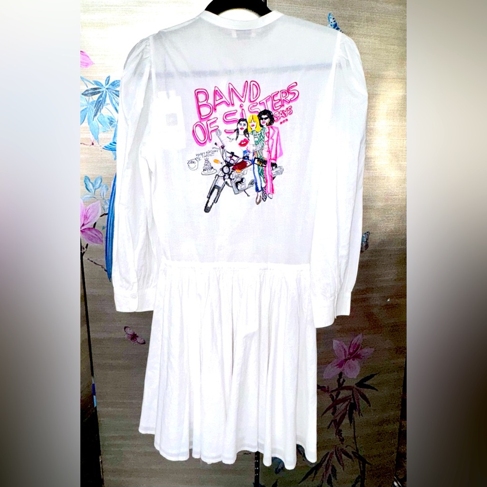 Zadig & Voltaire White Mini Dress with Pink Graphic Back